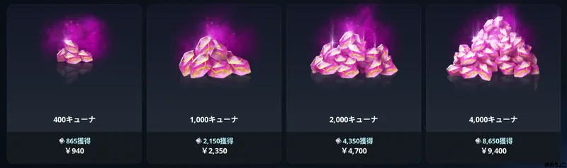 AION2のゲーム内ショップのキューナ価格一覧